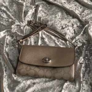 Coach metallic dual crossbody/ wristlet bag